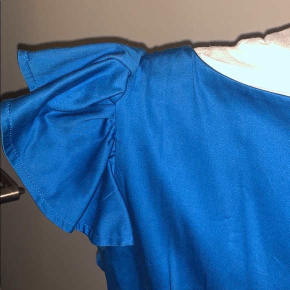 Royal Blue Calvin Klein one shoulder ruffle dress - Picture 7 of 8